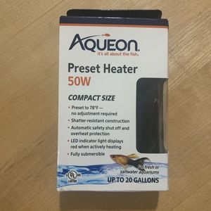 Aqueon Preset Aquarium Heater 50 Watts for Aquariums up to 20 Gallons